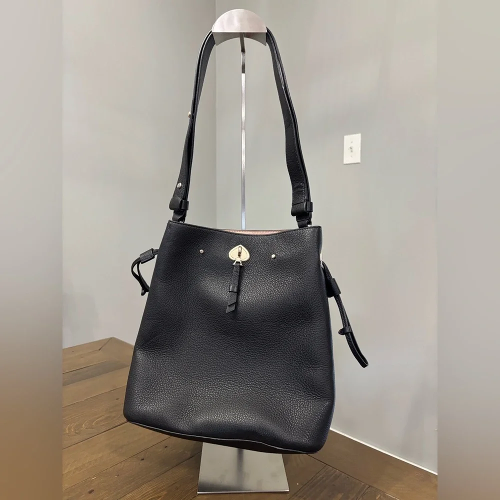 Kate Spade Marti Bucket Bag in Black Pebble Leather